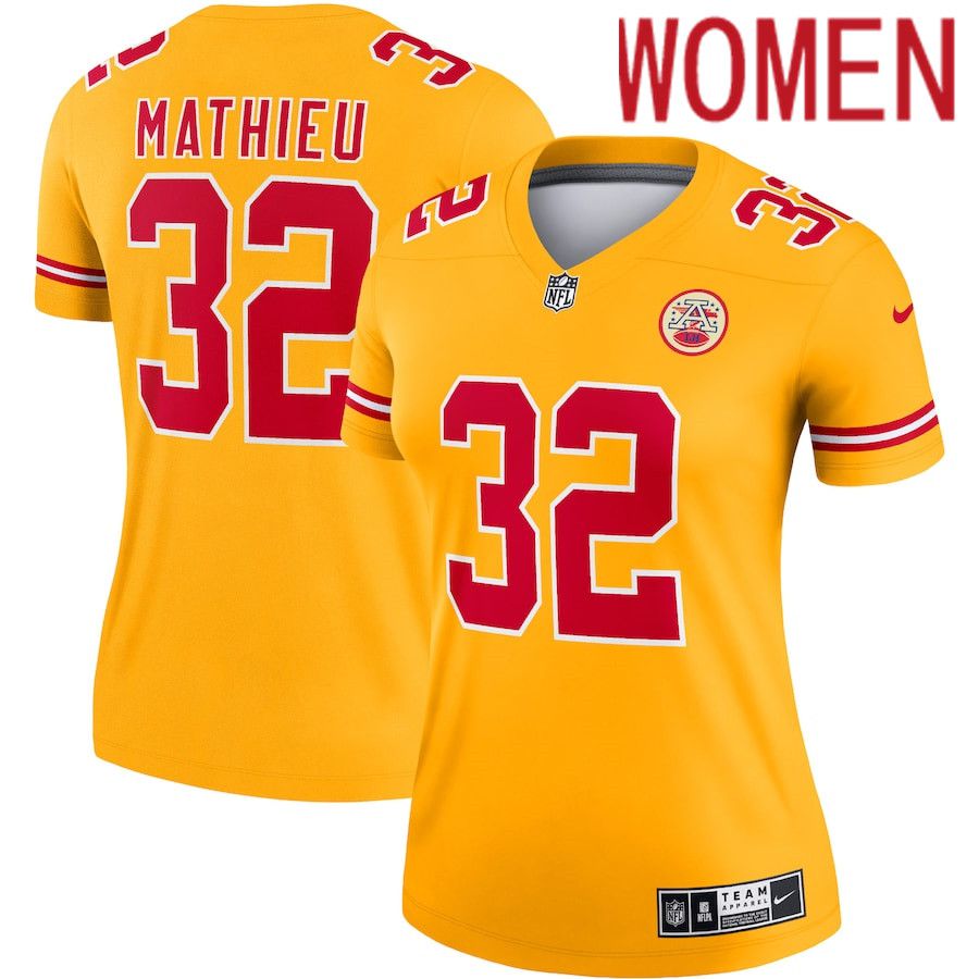 Women Kansas City Chiefs #32 Tyrann Mathieu Nike Gold Inverted Legend NFL Jersey